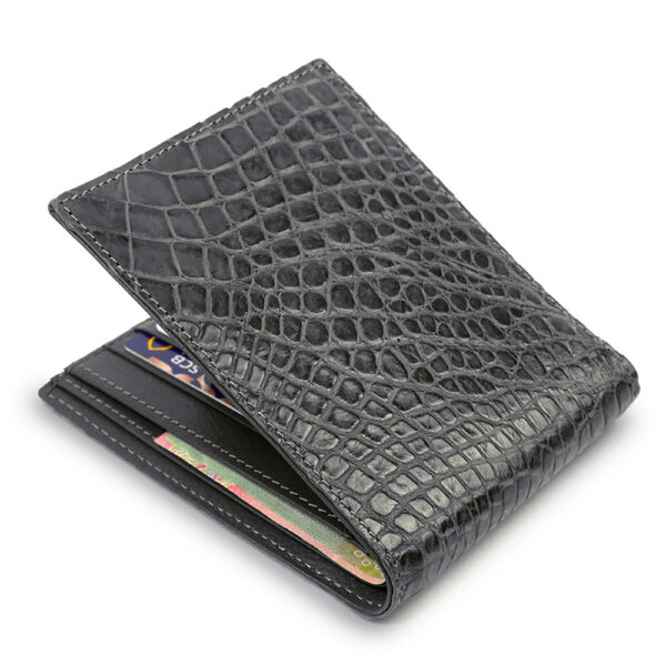 portefeuille crocodile veritable couleur gris anthracite 1